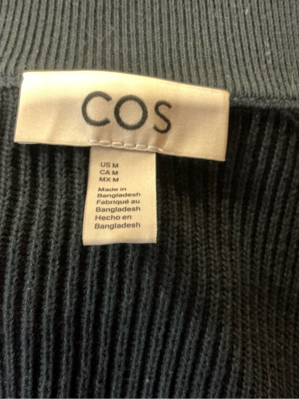 COS Black V-Neck Button-Front Ribbed Cardigan - Picture 8 of 10